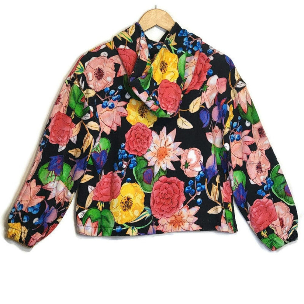 Desigual Floral Tropical Sweatshirt Hooded Kangaroo Front Pocket Lightweight S - Picture 8 of 15
